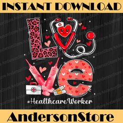 LOVE Heart Stethoscope Png, Healthcare Worker Funny Valentine Day Png, Leopard Valentine Day Nurselife, Love Heart