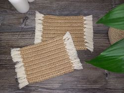Jute Coaster Placemat crochet mug rug Napkin Coaster Table Decor Farmhouse decor Eco friendly product