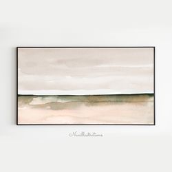 Samsung Frame TV Art Abstract Brown Blush Landscape in Watercolor, Neutral Minimalist Downloadable Digital Download