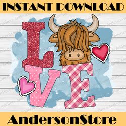 Love Cow Png, Cow Png, Sublimation Png, Digital Download, Valentine Cow, Watercolor Animals Clipart, Cow Png