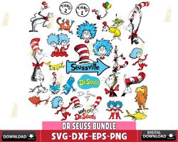 Dr Seuss Bundle svg eps dxf png, Dr Seuss Bundle Svg, for Cricut, Silhouette, digital , file cut , Instant Download