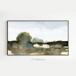 Samsung Frame TV Art Abstract Country Field Landscape in Watercolor, Neutral Minimalist Downloadable Digital Download
