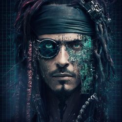 Jack sparrow in the matrix style