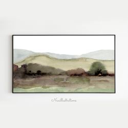 Samsung Frame TV Art Mountain, Hills Landscape in Watercolor, Neutral Minimalist Downloadable Digital Download
