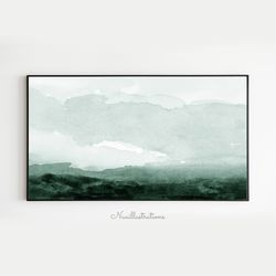 Samsung Frame TV Art Abstract Green Landscape in Watercolor, Neutral Minimalist Downloadable Digital Download