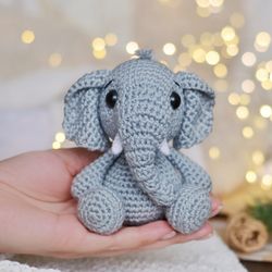 Elephant crochet pattern, amigurumi elephant tutorial, DIY mini toy elephant, stuffed toy elephant pattern
