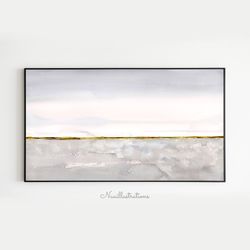 Samsung Frame TV Art Abstract Silver Gray Gold Line in Watercolor, Neutral Minimalist Downloadable Digital Download