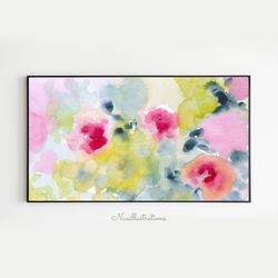 Samsung Frame TV Art Abstract Watercolor Flowers, Colorful Floral Botanical Art, Downloadable Digital Download image 2