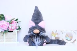 Cat Gnome , Grey Plush toy kitty