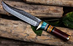 damascus knife handmade damascus hunting knife hand forged damascus steel knife anniversary gift for him leather sheath