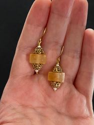 Earrings with Citrine, Earrings with natural stones and pearls, Vintage Earrings, Citrine Earrings, Collection Jewelry