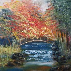 Autumn landscape in oil, original work of art, autumn painting