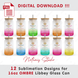 12 Inspired Stella Rosa Templates - Seamless Paterns - 16oz OMBRE Libbey Glass Can - Full Can Wrap