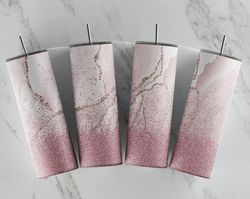 Pink Agate Gold Marble Glitter Tumbler