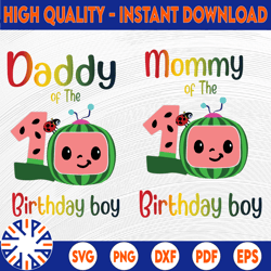 Cocomelon Dad and Mom Of Birthday Boy png, Cocomelon Bundle png, Cocomelon Birthday, Watermelon Birthday