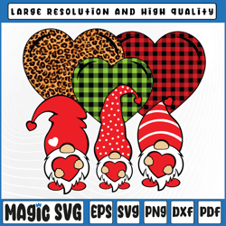 Valentine Gnomes Holding Heart Leopard Happy Valentine's Day Png, Valentine Day, Digital Download