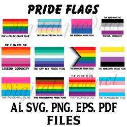 LGBT 12 PRIDE FLAGS SVG VECTOR GRAPHICS AI.EPS.PNG.SVG.PDF FILES DOWNLOAD DIGITAL SUBLIMATION FILES