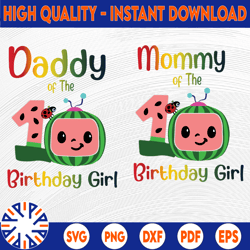 Cocomelon Mommy and Daddy Of Birthday Girl svg, Coco Melon svg, Cocomelon Bundle svg, Cocomelon Birthday svg, Watermelon