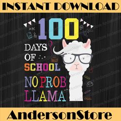 100 Days of School 100th day No probllama llama PNG
