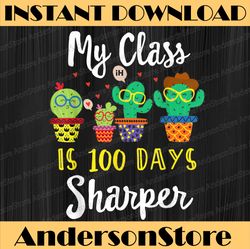 Class 100 Days Sharper, 100th day of school cactus teacher PNG