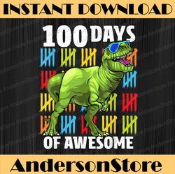 100 Days of School Dinosaur T-Rex Dino Kids Boys 100th Day PNG