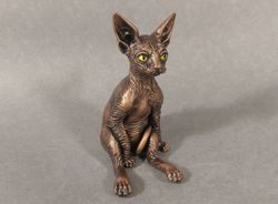 Baby sphynx cat sculpture cat miniature figurine mask sphinx.Animal decor.Cat sphynx figurine.