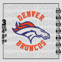 Denver Broncos Embroidery Files, NFL Logo Embroidery Designs, NFL Broncos, NFL Machine Embroidery Designs