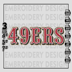 San Francisco 49ers Embroidery Files, NFL Logo Embroidery Designs, NFL 49ers, NFL Machine Embroidery Designs