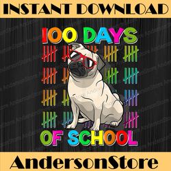 100 Days School Pug Dog Lovers 100th Day Of school Boys PNG