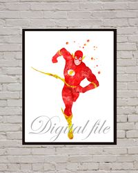 Flash DC Comic Superheroes Art Print Digital Files decor nursery room watercolor