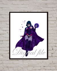 Raven DC Comic Superheroes Art Print Digital Files decor nursery room watercolor