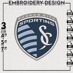 Sporting Kansas City Logo Embroidery Designs, MLS Embroidery files, Kansas City MLS Teams, Football, Digital Download