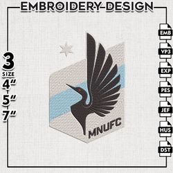 Minnesota United Embroidery Designs, MLS Embroidery files, Minnesota United MLS Teams, Football, Digital Download