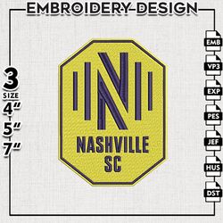 Nashville SC Embroidery Designs, MLS Embroidery files, Nashville SC MLS Teams, Nashville SC Football, Digital Download