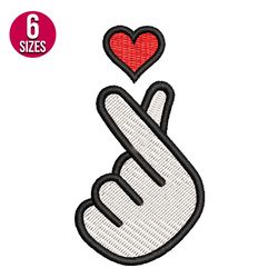 Korean Finger Heart Love Sign embroidery design, Machine embroidery design, Instant Download