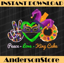 Peace Love King Cake Mardi Gras Carnival Costume Purple Mardi Gras Festival, Louisiana Party, Happy Mardi Gras PNG
