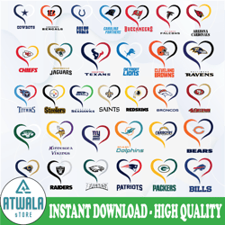 NFL Heart SVG and PNG Bundle svg png NFL logo Vector Printable Logo Cut Files Clipart Digital Download–Silhouette