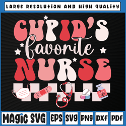 Cupid's Favorite Nurse Groovy Retro Valentine's Day Funny Svg, Nursing Groovy Svg, Valentine Day, Digital Download