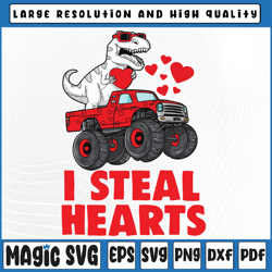 Kids I Steal Hearts Dinosaur Valentines Day Toddler Svg, Dinosaur Love Heart Svg, Valentine Day, Digital Download
