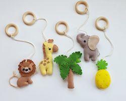 Safari animals play Baby Gym toys, hanging Gym toys, Play Gym felt toys, Activity Gym Toys, felt crib toys, baby shower