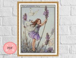 Cross Stitch Pattern, The Lavender Fairy, Pdf Instant Download ,Flower Fairy , Cicely Mary Barker