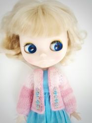 Blythe jacket Pullip jacket. knitted jacket for dolls, clothes for dolls knitted jacket