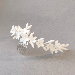 Floral hair comb for wedding or for romantic evening with white flowers Bridal flower hair pin bridal hair piece