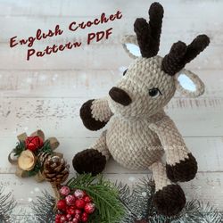 Crochet Deer Pattern PDF – Christmas Reindeer – Amigurumi pattern