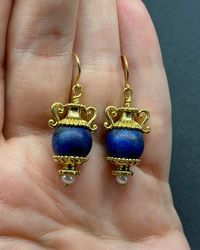 Lapis lazuli Earrings, Blue Earrings, Ancient Greek Earrings, Natural Stones Earrings.