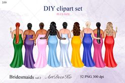 Plus Size Bridesmaids Dresses Clipart, Bridesmaids Clip Art
