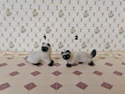 Small Siamese cats for a dollhouse.Handmade.