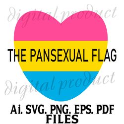PANSEXUAL FLAG HEART VECTOR GRIPHIC AI.PNG.SVG.EPS.PDF FILES DIGITAL DOWNLOAD SUBLIMATION