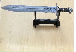 Custom Hand Forged, Damascus Steel Functional Sword 35 inches, Viking Sword With Stand, Swords Battle Ready, With Sheath