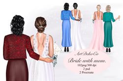 Wedding clipart, mom and bride clipart